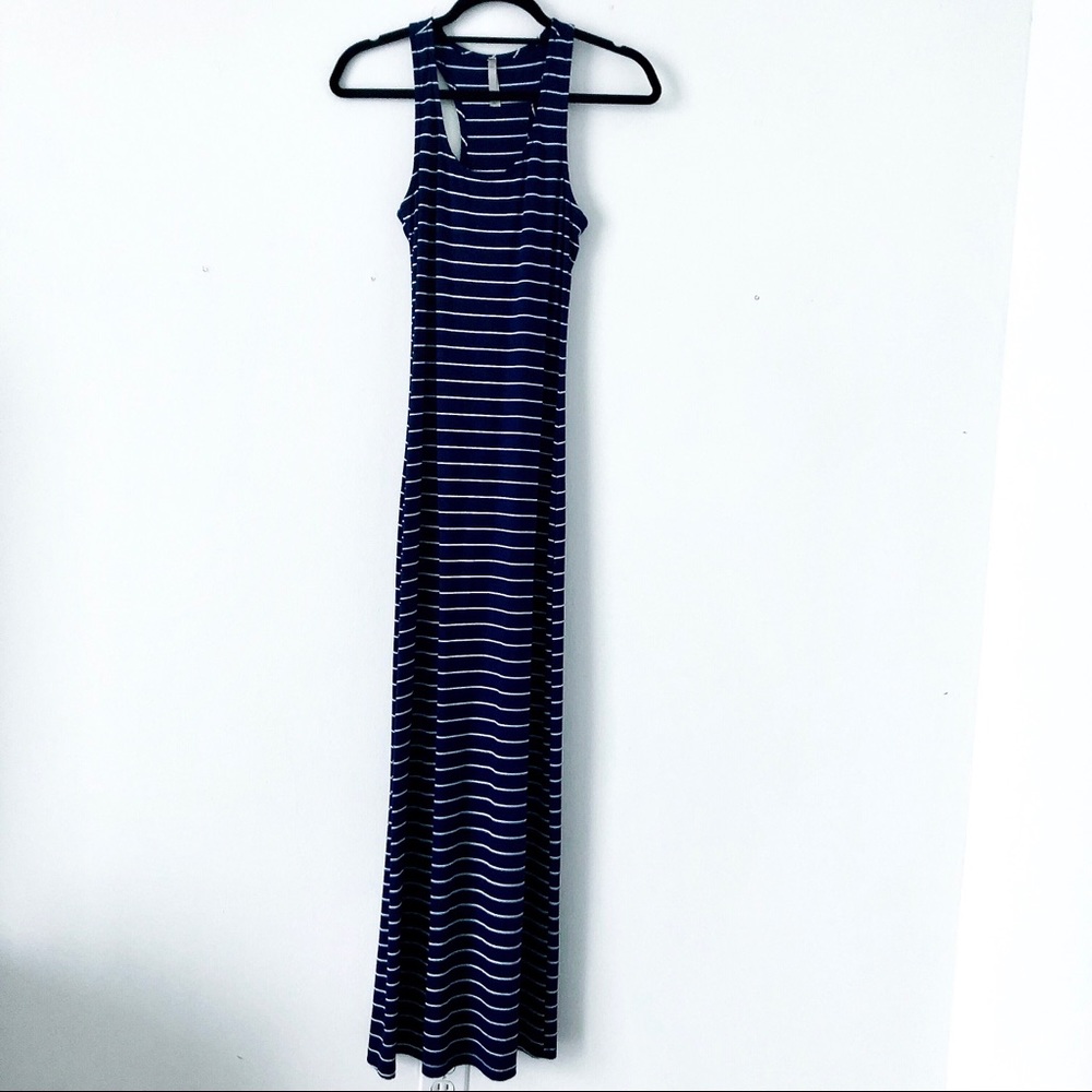 Maxi Navy & White Nautical Dress - Picture 2 of 3